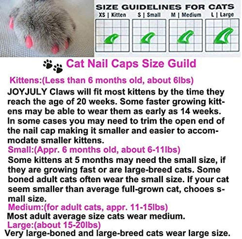 JOYJULY Soft Cat Kitty Nail Caps Claws Covers for Cats Paws Grooming Claw Care, 100pcs 4 Size of 1 Glitter Shinning & 4 Solid Colors & 5 Glues (M)