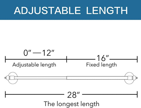 H.VERSAILTEX 2 Pack Magnetic Curtain Rods Multi-Use Adjustable Petite Cafe Sidelight Magnetic Rods Tool Free for Iron and Steel Place (16"-28", White)