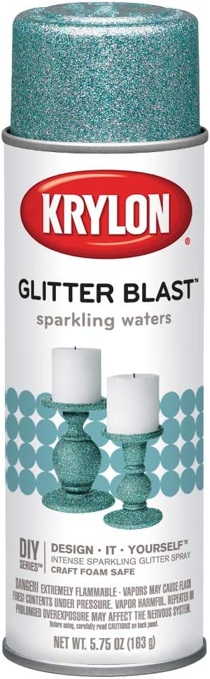Krylon Glitter Blast Glitter Spray Paint for Craft Projects, Sparkling Waters Blue, 5.75 oz