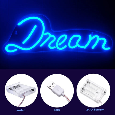Koicaxy Neon Sign, Led Neon Light Wall Light Wall Decor, Battery or USB Powered Light Up Acrylic Neon Sign for Bedroom, Kids Room, Living Room, Bar, Party, Christmas, Wedding