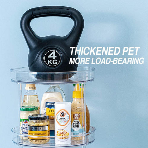 Lazy Susan Turnable Cabinet Organizer, Multifunctional 2 Tier 360 Rotating Clear Cabinet Organizer Large Spinning Spice Containers Cosmetic Can Organizers for Kitchen Pantry Bathroom