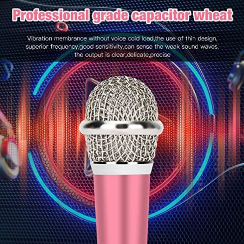 Mini Microphone,Portable Vocal Tiny Microphone, Asmr Microphone,Phone Microphone, Mini Karaoke Microphone for Voice Recording Chatting and Singing On iPhone,Android,Laptop Notebook (Pink)