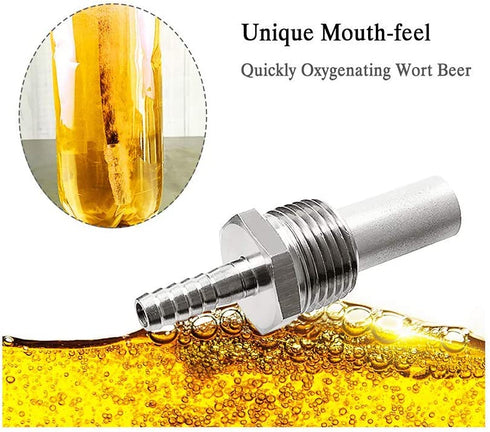 Joywayus 2pcs 0.5 Micron Home Brew Aeration Stone Inline Oxygenation Stainless Steel Diffusion Stone 1/2" NPT Carbonation Stone 1/4" Barb