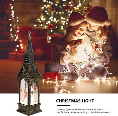 DUWIN 2 psc Christmas Water Lantern Glitter? LED Christmas Lantern Snow Globe Indoor and Hutdoor Christmas Holiday Home Decoration Suitable for Bar, Living Room, Holiday Party(Without Battery)(A)