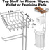 Toilet Paper Holder Stand with Storage Bathroom Free standing Toilet Tissue Holder with Dispenser Shelf for Mobile Phone, Hold 3 Rolls Reserve Toilet Roll Holder Metal Large Bathroom Storage Silver