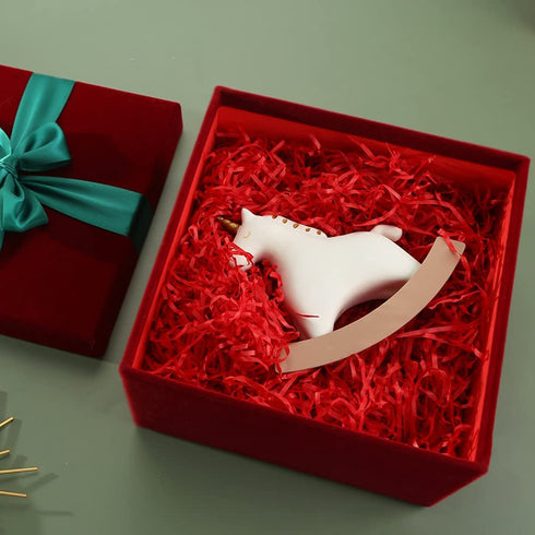 Shindel 8.5 Inch Gift Box with Fill (Solid Red) for Christmas, Square Velvet Gift Box