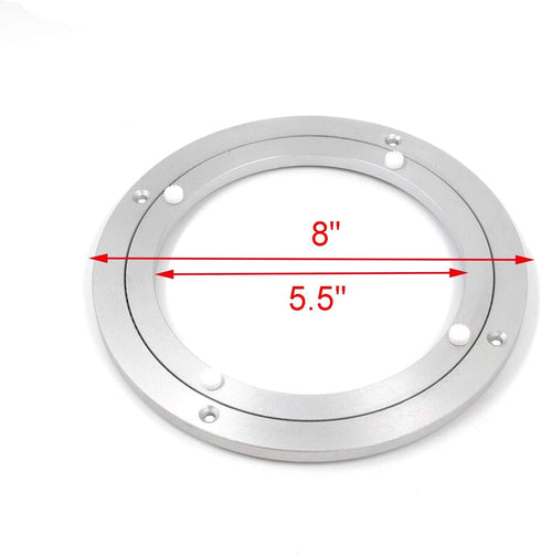 Geesatis Table Turntable Accessories 1 PCS Metal Lazy Susan Hardware Rotating Turntable Bearing Round Swivel Plate, Smooth Swivel Plate for Kitchen Base Turn Dining Table, Heavy Loads, Silver, 8 inch