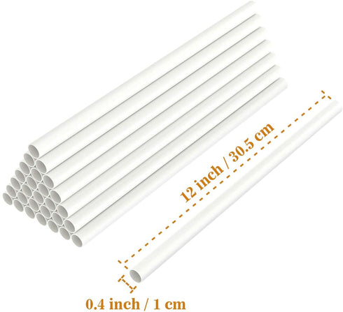 24 Pieces Plastic Cake Dowel Rod White Cake Dowel Rods, 0.4 Inch Diameter Support Rods for Stacking Tiered Cake Cake Sticks (12 Inch)