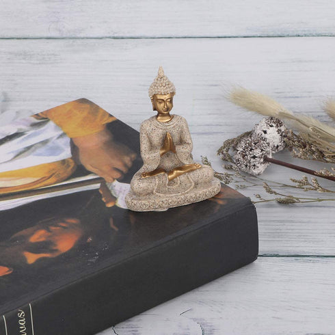 Buddha Statue Meditating Seated Carving Figurine Craft for Home Desktop Decoration Ornament