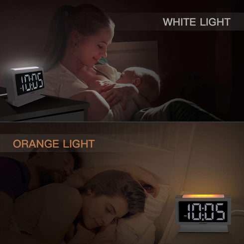Housbay Digital Alarm Clocks for Bedrooms - Handy Night Light, Large Numbers with Display Dimmer, Dual USB Chargers, 12/24hr, Outlets Powered Compact Clock for Nightstand, Desk, Shelf
