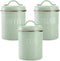 Fasmov 3 Pack Airtight Kitchen Canister Decorations with Lids, Turquoise Metal Rustic Farmhouse Country Decor Containers for Sugar Coffee Tea Storage, Green