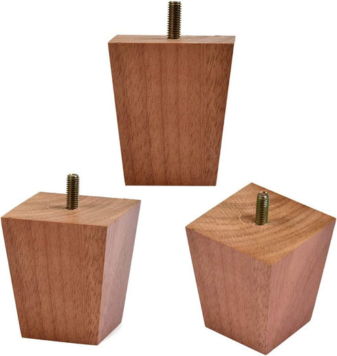 BUYGOO 3inch Wood Furniture Legs Sofa Legs Set of 4 Square Couch Legs Mid-Century Modern Replacement Legs for Armchair Recliner Coffee Table Dresser