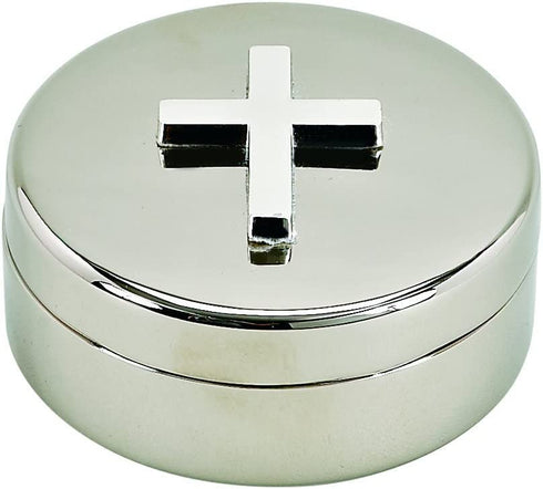 Round Plated Non-Tarnish Nickel Cross Rosary Box