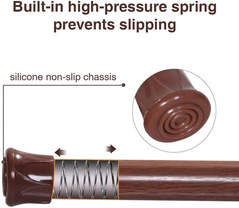 6 Pack Spring Tension Curtain Rod Adjustable Length for Kitchen, Bathroom, Cupboard, Wardrobe, Window, Bookshelf DIY Projects (Wood Grain - 6 Pack,15.7" to 28" Adjustable)