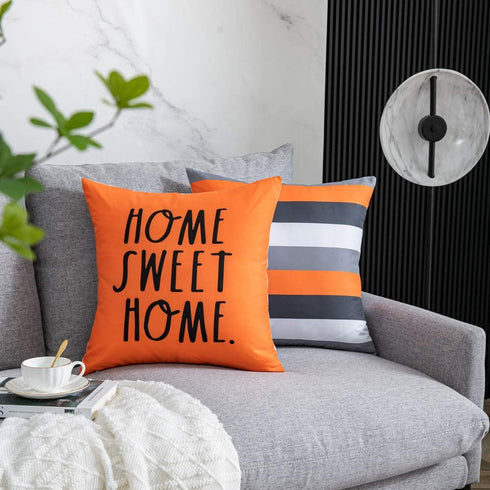 WLNUI Set of 4 Decorative Pillow Covers 20x20 Inch Orange Geometric Modern Throw Pillow Covers Home Sweet Home Decorative Square Cushion Case for Sofa Couch Chair Farmhouse Home Decor