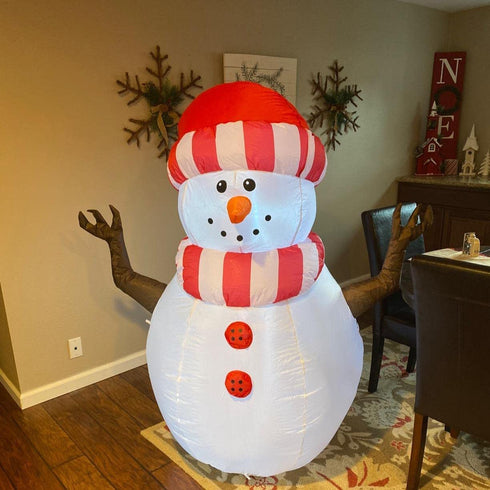 GOOSH 5 FT Height Christmas Inflatables Outdoor Snowman, Blow Up Yard Decoration Clearance with LED Lights Built-in for Holiday/Christmas/Party/Yard/Garden