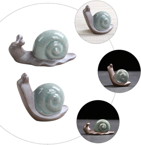Amosfun 2Pcs Snail Figurine Ceramic- Miniature Snail Ornament - Miniature Cats Minifigures Unicorn Figurines Decor Figurine -Tea Table Ornament Mini Retro Creative -Decor Snail Figurine Ornament