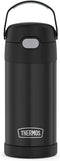 THERMOS FUNTAINER 12 Ounce Stainless Steel Vacuum Insulated Kids Straw Bottle, Black