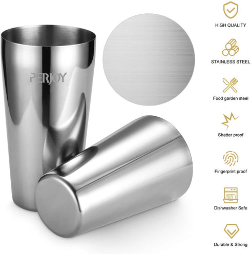Perjoy Cocktail Shaker Set, 16 Piece Bartender Kit, Cocktail Shaker, Stainless Steel Bar Set Accessories, Coktail Set, Boston Shaker, Drink Mixer Shaker, Bartending Bar Tools with Muddler Spoon Jigger