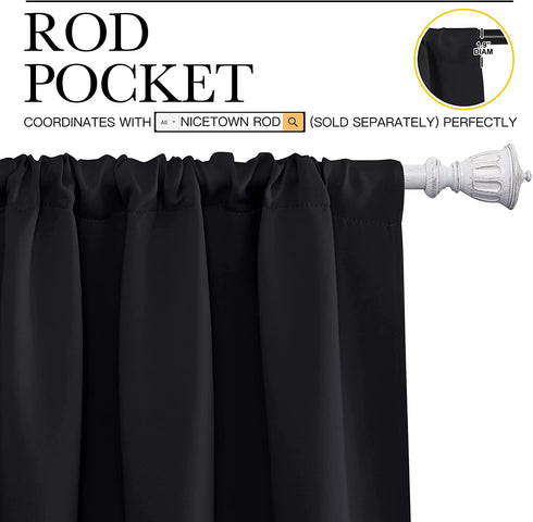 NICETOWN Black Out Curtain Panels for Kitchen - Energy Smart Decoration Thermal Insulating Blackout Drapes/Draperies for Small Window (2 Panels, 42 inches Wide by 45 inches Long)