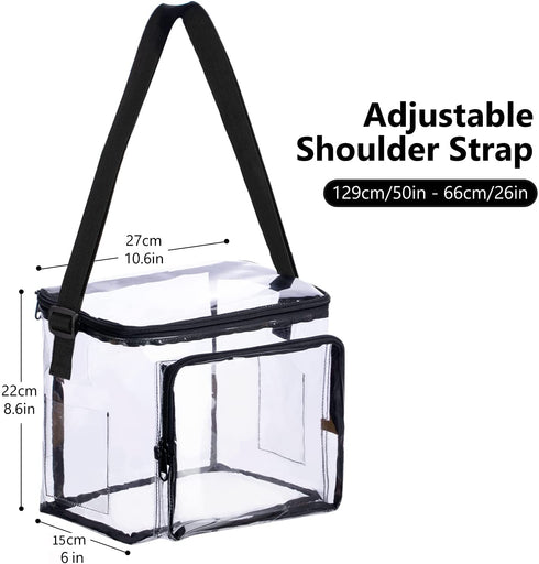 Clear Lunch Bag See Through Lunch Box with Adjustable Strap and Front Storage Compartment Transparent Lunch Bags For Men and Women for Work