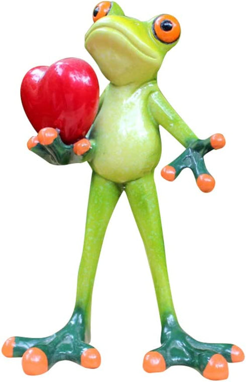 Dorlotou Frog Figurines Statue Cute Funny Frog Sculpture Love Gifts for Home Desk Decoration 6061