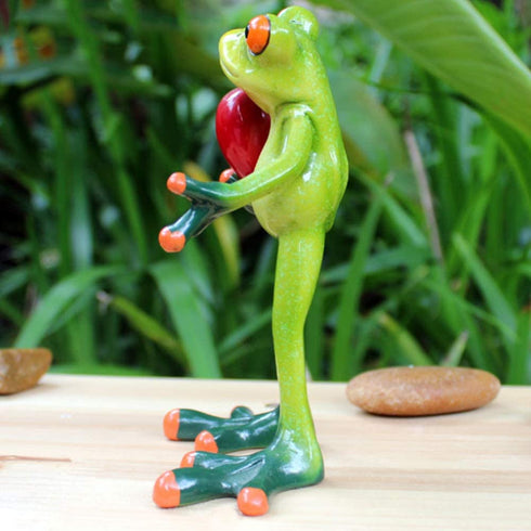 Dorlotou Frog Figurines Statue Cute Funny Frog Sculpture Love Gifts for Home Desk Decoration 6061