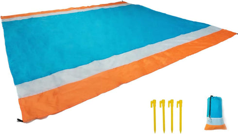 TotalPluz Large Beach Blanket, Lightweight, Unfadeable, Sand Free, Waterproof Mat, for Picnic, Hiking, Camping, Seats 4-7 Adults. Hand and Machine Washable