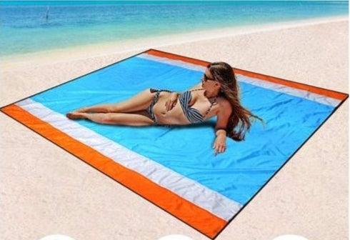 TotalPluz Large Beach Blanket, Lightweight, Unfadeable, Sand Free, Waterproof Mat, for Picnic, Hiking, Camping, Seats 4-7 Adults. Hand and Machine Washable