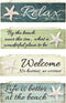 Relax By the Beach Welcome Life is Better Painted Wood Block Signs Set of 4