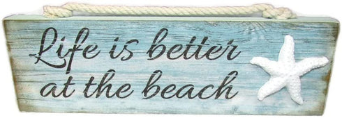 Relax By the Beach Welcome Life is Better Painted Wood Block Signs Set of 4