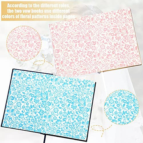Sherr 2 Pieces Wedding Vow Books His and Her Vow Books with Gold Texture Wedding Keepsake Vow Books for Newlyweds Couple Wedding Present Engagement Bridal Shower, 5.5 x 3.9 Inch, White and Navy-Blue