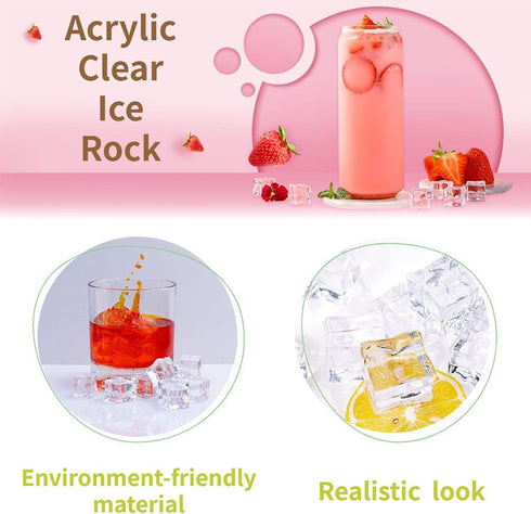 Hamiggaa 100 PCS Clear Fake Ice,Acrylic Decorative Ice Cubes Display,Reusable Crystal Ice Rocks for Home,Decoration,Wedding,Vase Filler,Centerpieces,Photography