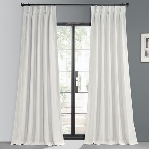 HPD Half Price Drapes Pleated Faux Silk Blackout Curtains For Bedroom Vintage Textured 25 X 96 (1 Panel), PDCH-KBS2BO-96-FP, Off White