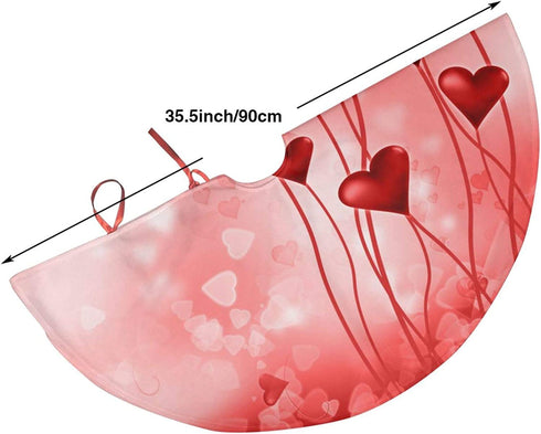 Valentines Day Heart Shape Balloon Romantic Love Christmas Tree Skirt,36 Inch Xmas Tree Skirt for Christmas Decorations Indoor Outdoor