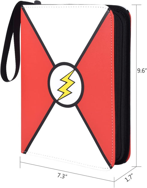 Card Binder Holder Carrying Case Trading Card Holder with Transparent Card Sleeves for Name Cards, Sports Cards,Game Cards Holds Up to 400 Cards with 50 Premium 4-Pocket Pages (Red White)
