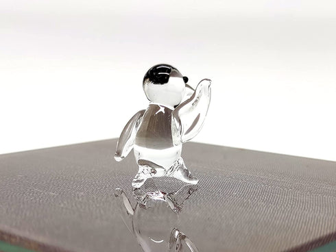 Sansukjai Rare Penguin Tiny Micro Crystal Figurines Hand Blown Clear Glass Art Bird Animals Collectible Gift Home Decor (N)