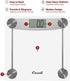 Escali E184 Extra Large Clear Glass Bathroom Body Scale, Traditional Square Sleek Design, LCD Digital Display, 400lb Capacity, Clear, 11.8 x 11.8 x 1 in
