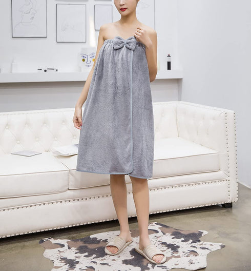 Towel Wrap for Women, Adjustable Shower Wrap Towel with Home Hotel Bathrobes Nightgown for Sauna Beach Pool Gym Travel - Gray XL