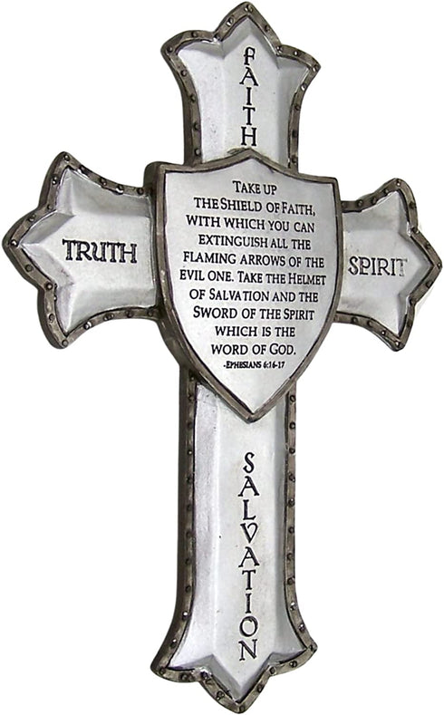 8.25" Armor of God Wall Cross - Ephesians 6:16-17