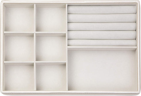 Richards Homewares Stackable Jewelry Storage Organizer Tray, 8-Compartment with Ring Holder, Champagne