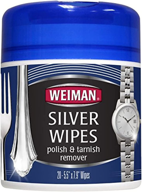 Weiman Jewelry Polish Cleaner, Tarnish Remover Wipes - 20 Count - Use on Silver Jewelry Antique Silver Gold Brass Copper and Aluminum