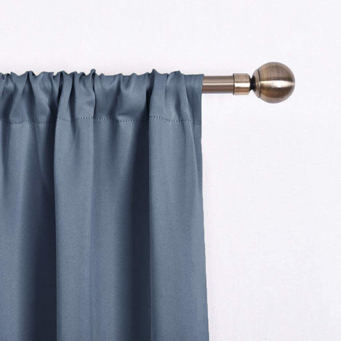 NICETOWN Kitchen Tie Up Curtain, Balloon Blackout Shades Window Treatment Valance for Loft, Bay Window (Stone Blue, Rod Pocket Single Panel, W46 x L63)