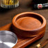 Cigar Ashtray Coaster Whiskey Glass Tray and Cigar Holder, Wooden Ash Tray, Slot to Hold Cigar, Cigar Rest, Cigar Accessory Set Gift for Men Dad, Great Decor for Home,Office or Bar