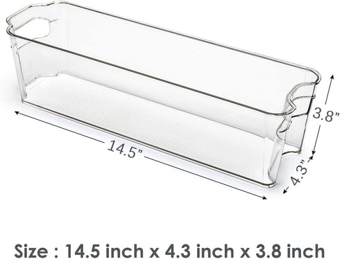 Vtopmart Breastmilk Storage Container 4PCS Set, Clear Freezer and Fridge Organizer Bins, Plastic Storage Bins for Breast Milk, Baby Pouches, Formula, Bottles and Yogurts, 4.3™™ Width, 14.5" Long