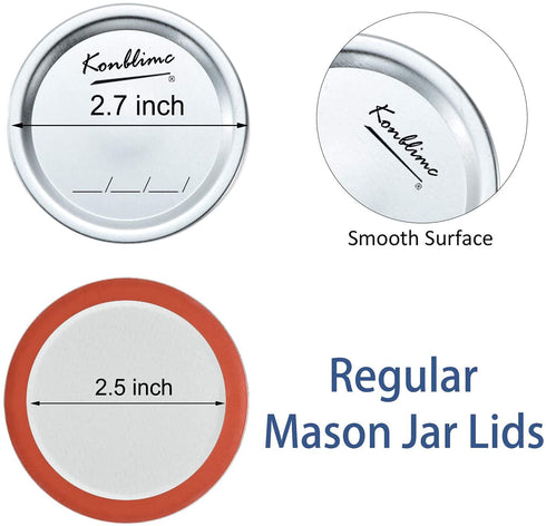 200-Count Canning Lids, Regular Mouth Canning Lids for Ball, Kerr Jars, Split-Type Metal Mason Jar Lids and Secure Canning Jar Lids, 100% Fit for Regular Mouth Jars Lids(200-Count, 70mm)