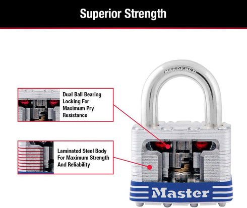 Master Lock 5T Outdoor Padlock with Key, 2 Pack Keyed-Alike
