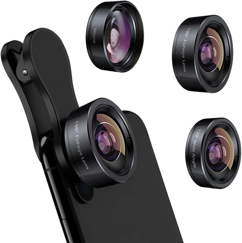 KEYWING Phone Camera Lens 3 in 1 Phone Lens Kit, 198 Fisheye Lens + 120 Super Wide-Angle Lens + 20x Macro Lens for iPhone Samsung Android Smartphone