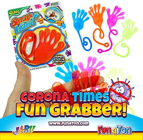 JA-RU Sticky Hands Stretchy Snap Smack Toys (1 Packs 2 Hands) Fidget Toy Great Sticky Hand Party Favors Birthday Toy Supplies for Kids, Bulk Toys, Stocking Stuffers, Goody Bags. Prank Gag. 315-1