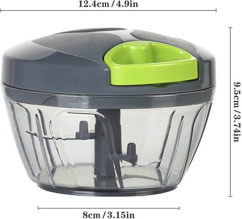 Manual Food Chopper Vegetable Cutter, Chopper Hand String Vegetable Chopper Onions Cutter for Vegetable Fruits Nuts Durable BPA Free Food Safe Material (2 Cup-Gray)